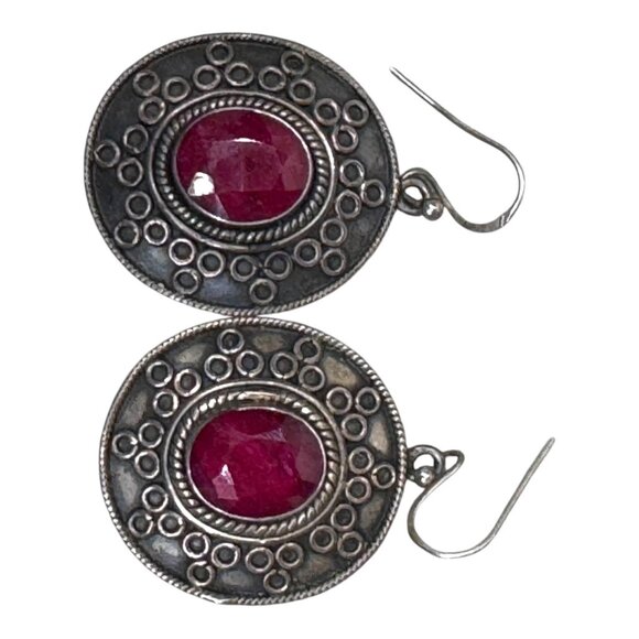 Samuel Benham BJC Sterling Silver Ruby Red Jewelry Set Necklace Bracelet Earring - Picture 4 of 15